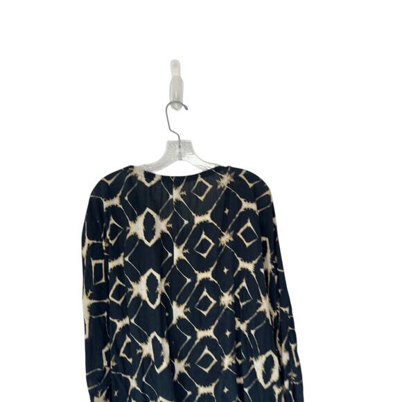 Sundance Blouse Black Tan Lightweight‎ Long Sleeve Boho Bohemian Tassel Small - Picture 8 of 12